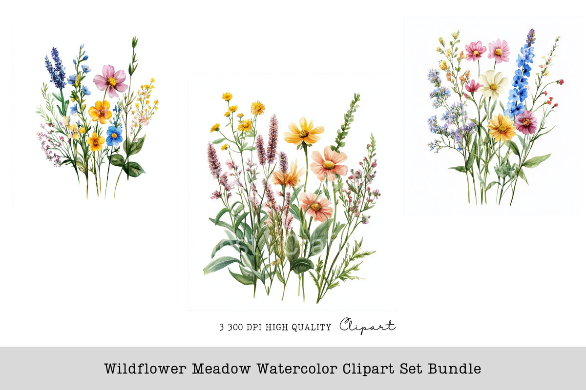 Wildflower Meadow Clipart Bundle
