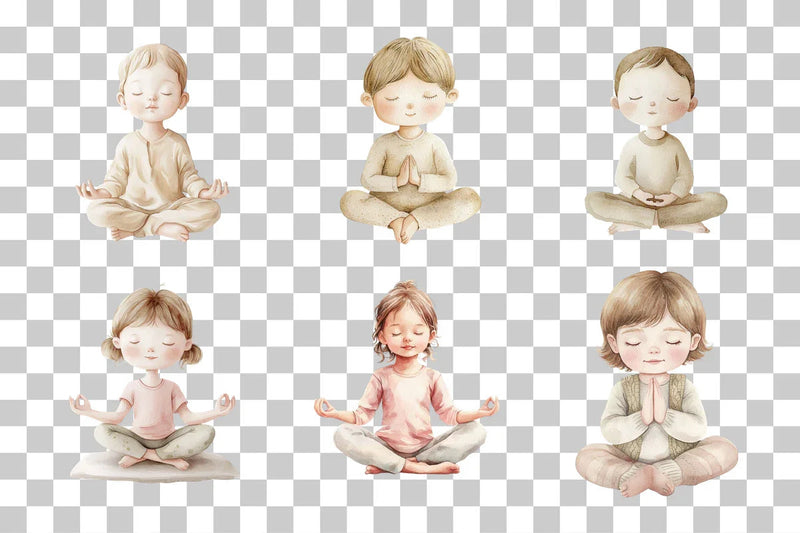 Child Meditation Yoga Clipart Bundle - CraftNest - Digital Crafting and Art