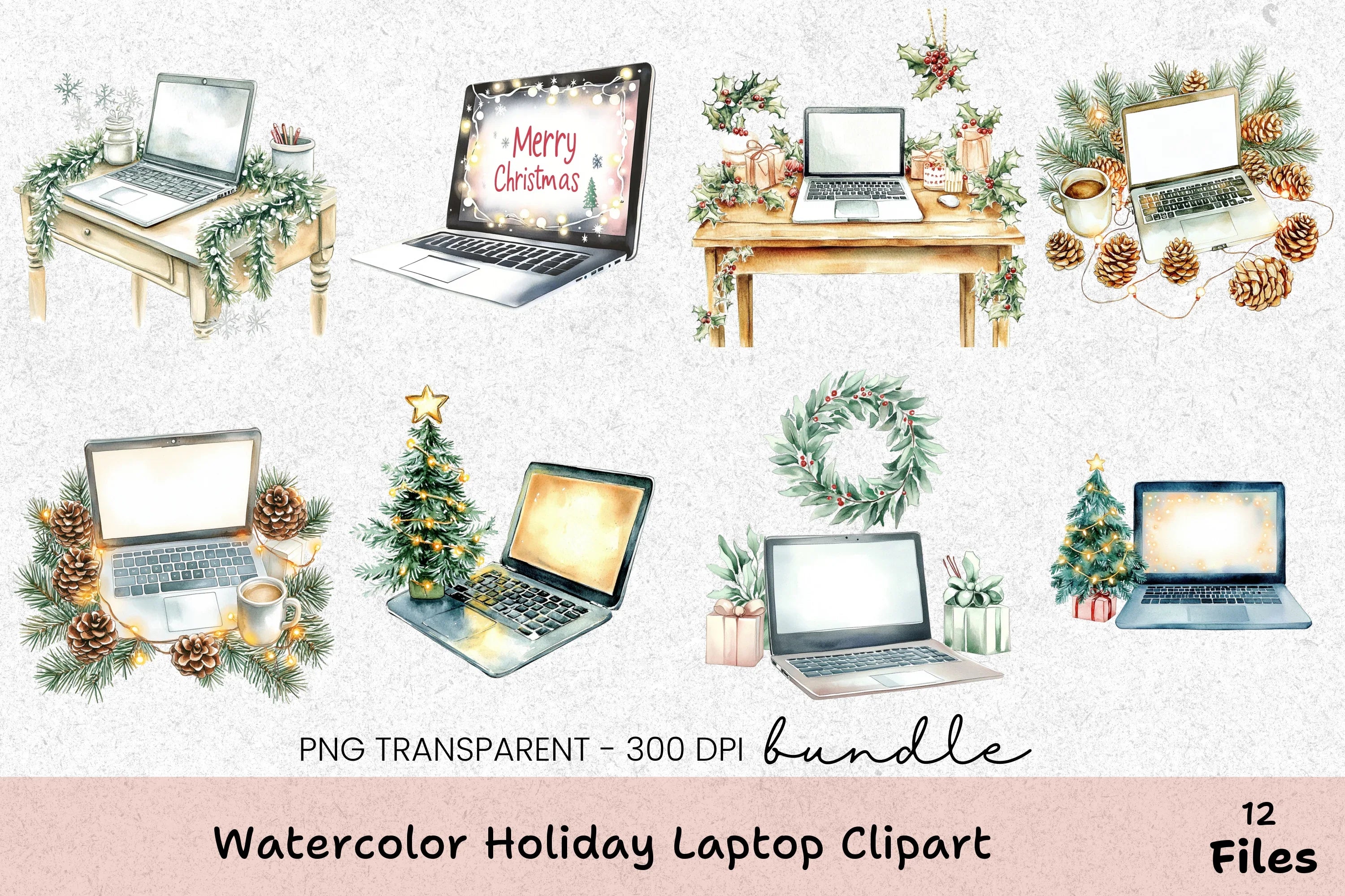 Holiday Laptop Clipart Bundle - CraftNest - Digital Crafting and Art