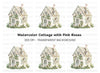 Charming Rose Covered Cottage Clipart Bundle