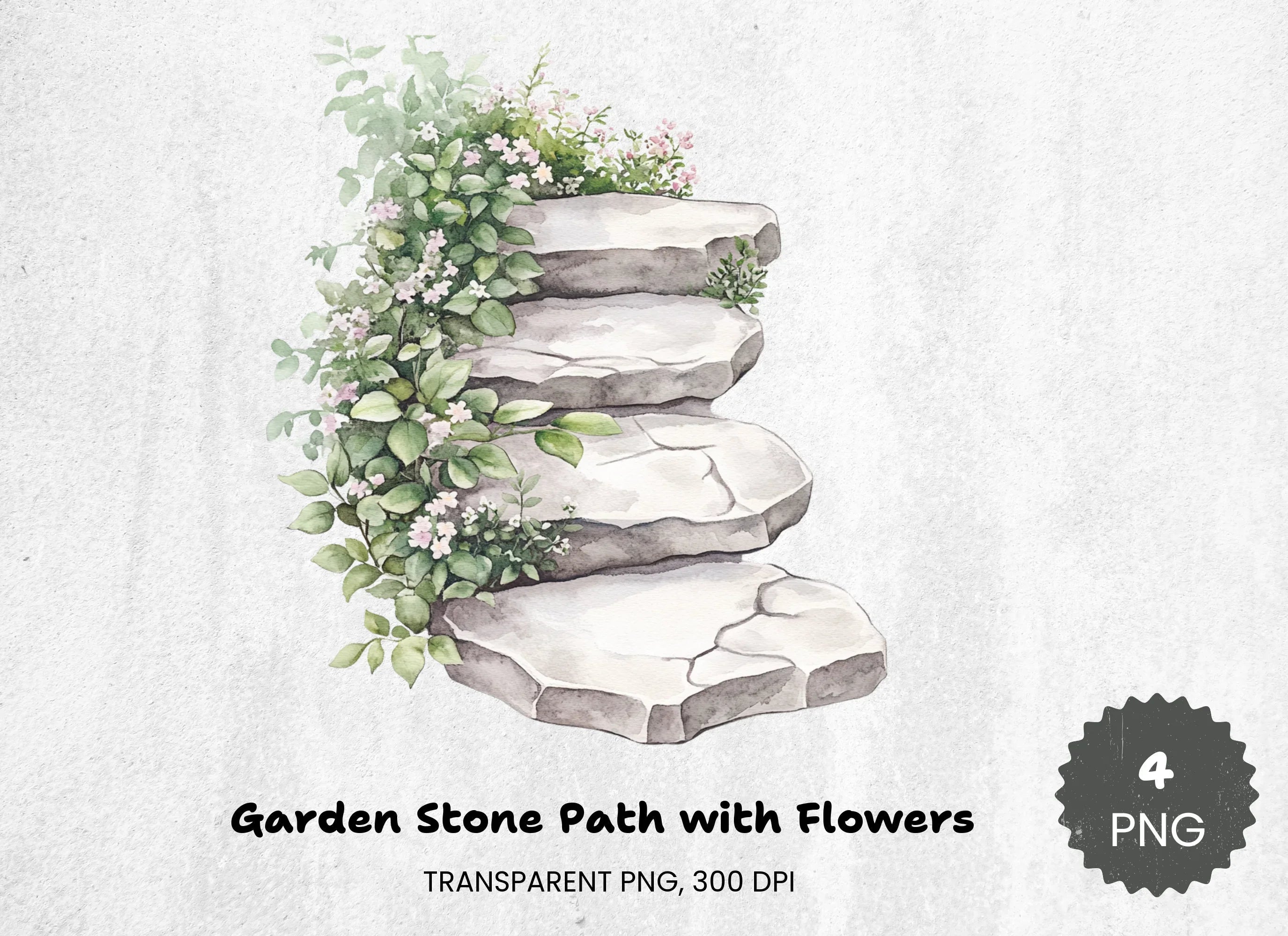 Garden Stone Path with Flowers Clipart Bundle - CraftNest - Digital Crafting and Art