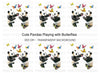 Cute Pandas Playing With Butterflies Clipart Bundle