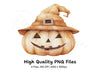 Spooky Jack-O'-Lanterns with Witch Hats Clipart Bundle