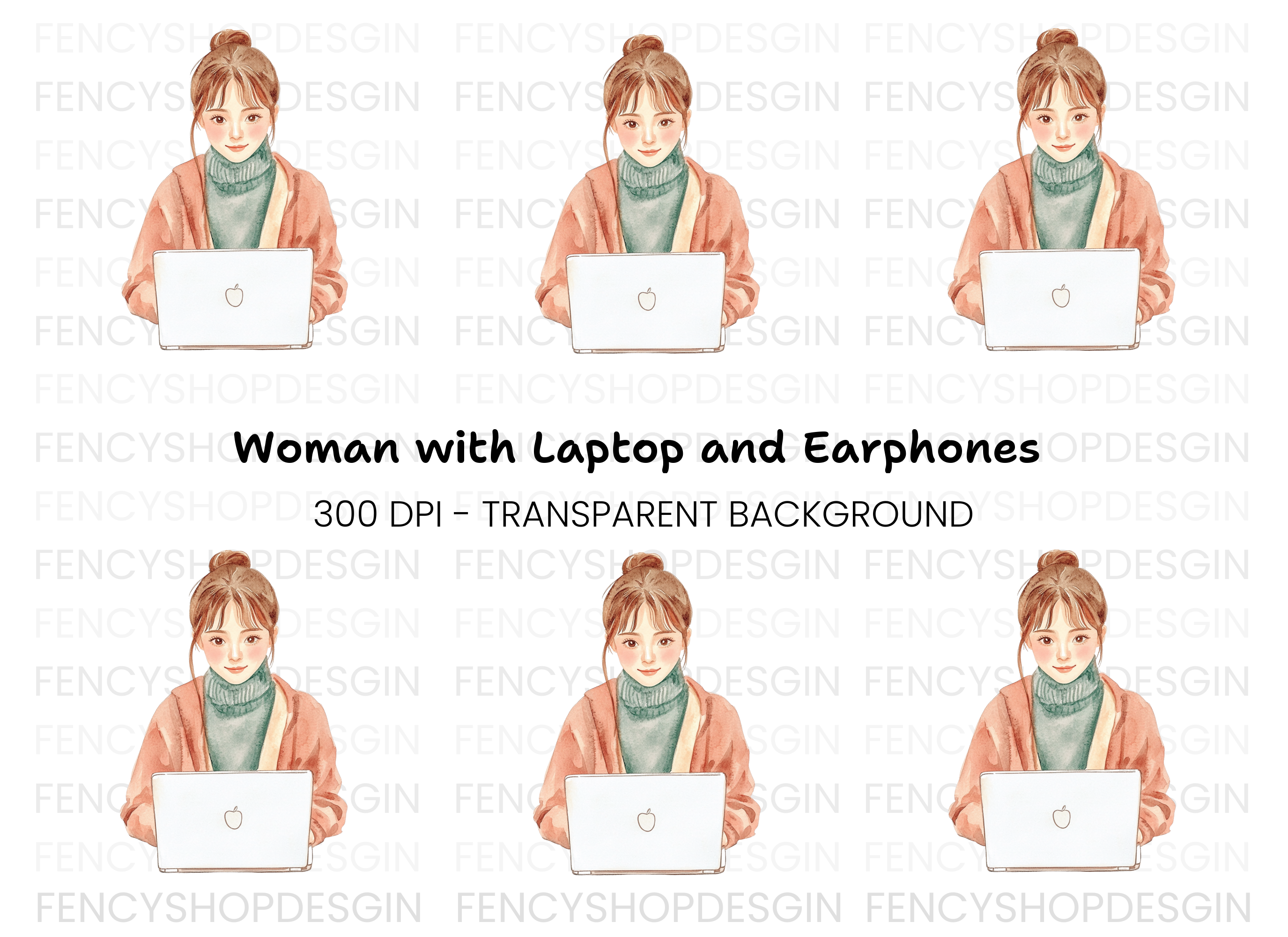 Girl With Laptop Clipart Bundle