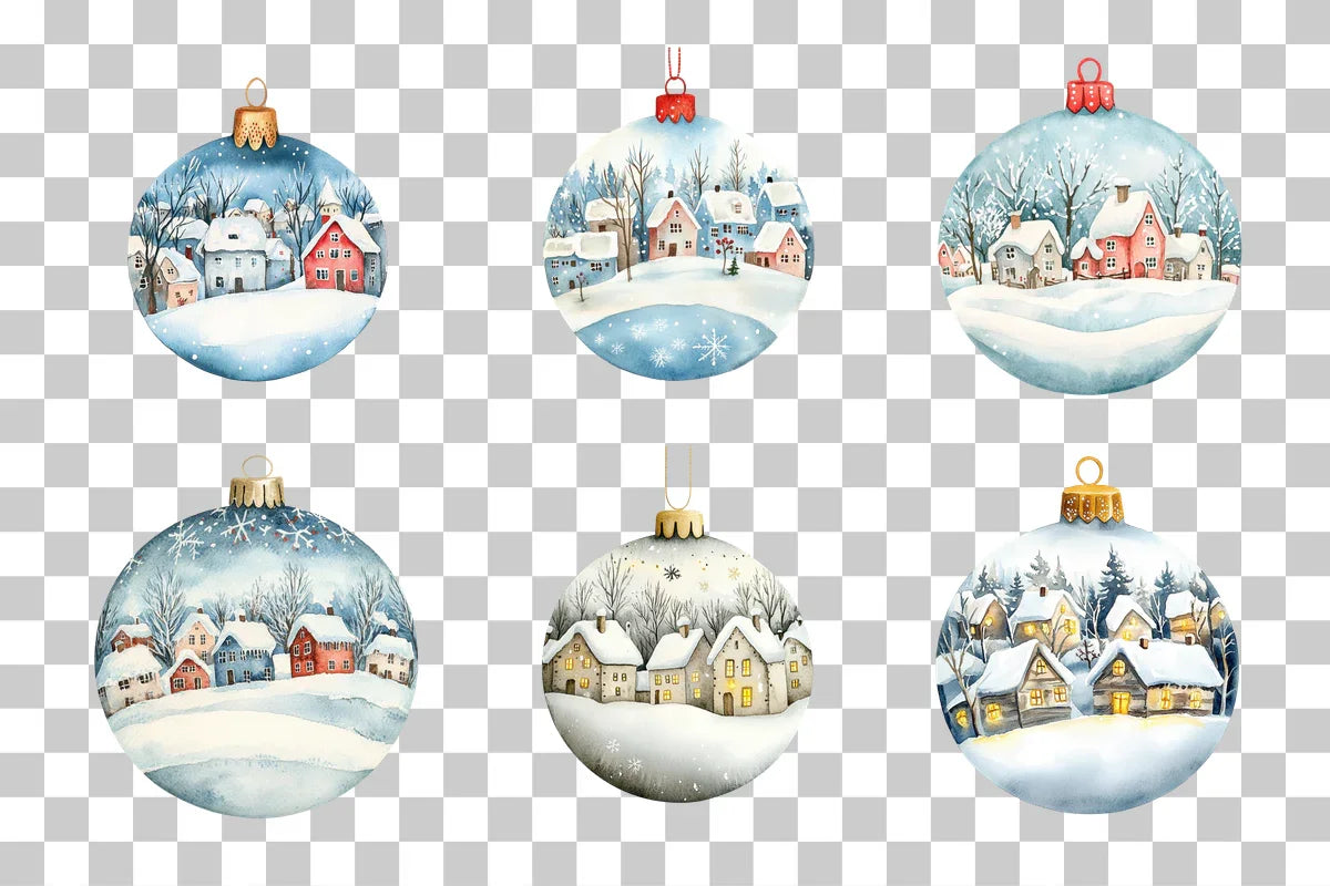 Winter Village Christmas Ornament Clipart Bundle - CraftNest - Digital Crafting and Art