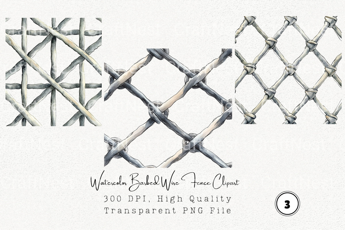 Barbed Wire Fence Clipart Bundle