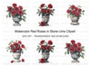 Elegant Red Rose Urn Clipart Bundle