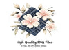Pink Cherry Blossom Denim Clipart Bundle