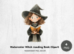Witch Reading Book Clipart Bundle - CraftNest - Digital Crafting and Art