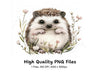 Happy Hedgehog in Wildflowers Clipart Bundle