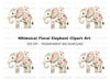 Floral Elephant Clipart Bundle