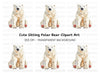 Cute Sitting Polar Bear Clipart Bundle