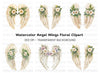 Elegant Angel Wings with White Flowers Clipart Bundle