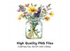Rustic Wildflower Bouquets in Jars Clipart Bundle