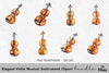 Elegant Violin Musical Instrument Clipart Bundle