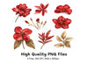 Red Floral Clipart Bundle