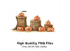 Halloween Pumpkins on Tree Stumps Clipart Bundle