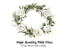 White Rose Olive Wreath Clipart Bundle