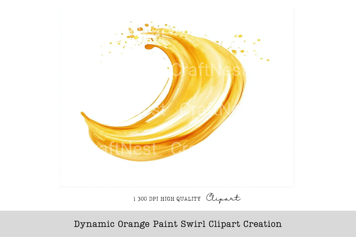 Dynamic Orange Paint Swirl Creation Clipart Bundle