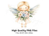 Praying Angel with Flowers Clipart Bundle