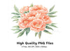 Peach Floral Clipart Bundle