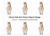 Cute Floral Horse Front View Clipart Bundle