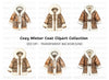 Cozy Winter Coat Clipart Bundle