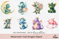 Cute Dragon Clipart Bundle - CraftNest - Digital Crafting and Art