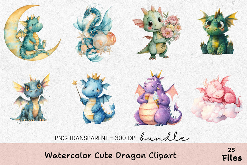 Cute Dragon Clipart Bundle - CraftNest - Digital Crafting and Art