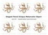 Elegant Floral Octopus Clipart Bundle
