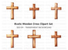 Wooden Crosses Clipart Bundle