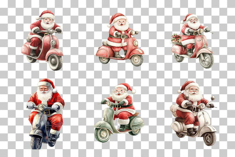 Santa Riding Scooter Clipart Bundle - CraftNest - Digital Crafting and Art