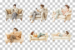 Relaxing Woman on Couch with Phone Clipart Bundle - CraftNest - Digital Crafting and Art