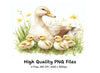 Mother Duck and Ducklings in Grass Clipart Bundle
