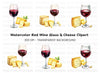 Red Wine and Cheese Delights Clipart Bundle