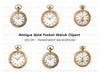 Classic Gold Pocket Watch Illustrations Clipart Bundle
