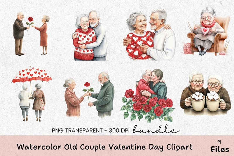 Old Couple Valentine's Day Clipart Bundle - CraftNest - Digital Crafting and Art