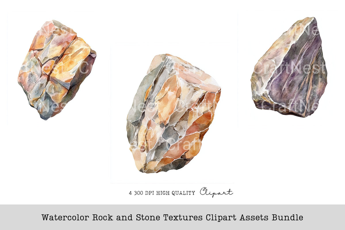 Rock And Stone Textures Clipart Bundle