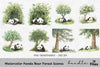 Cute Pandas Under Autumn Trees Clipart Bundle