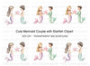 Mermaid and Merman Starfish Clipart Bundle
