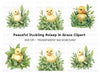 Cute Yellow Ducklings in Leaves Clipart Bundle