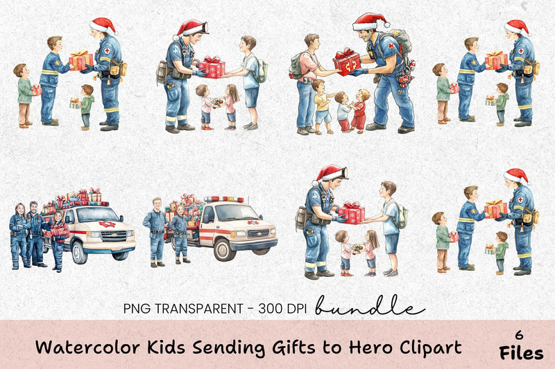 Kids Sending Gifts to Hero Clipart Bundle - CraftNest - Digital Crafting and Art