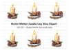 Winter Candle Pinecone Wood Slice Clipart Bundle