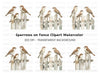 Sparrows on Rustic Fence Clipart Bundle