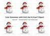 Cute Snowman with Beanie and Scarf Clipart Bundle