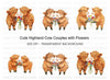 Cute Highland Cow Couples Clipart Bundle