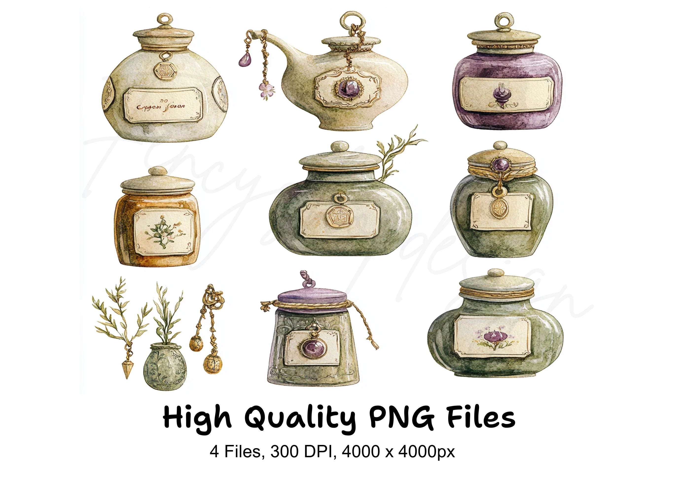 Vintage Potion Bottles Clipart Bundle