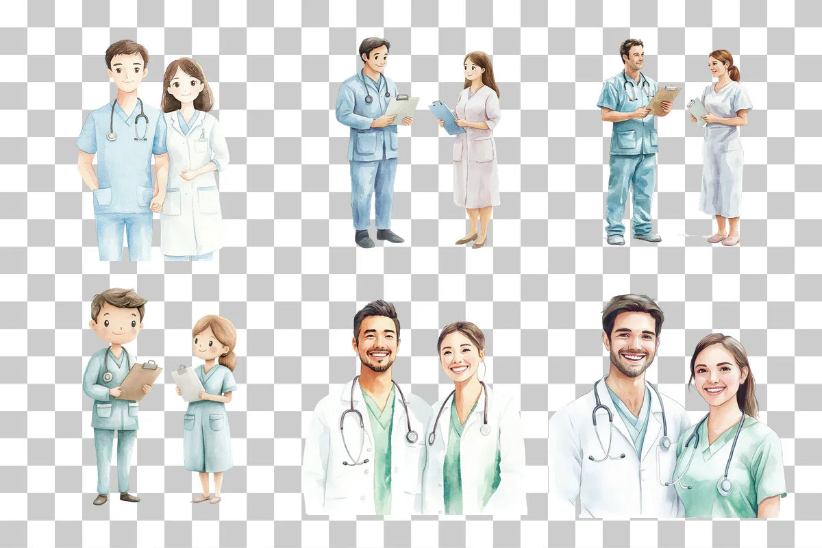 Medical Doctor and Nurse Characters Clipart Bundle - CraftNest - Digital Crafting and Art
