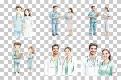 Medical Doctor and Nurse Characters Clipart Bundle - CraftNest - Digital Crafting and Art