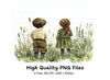 Cute Kids in Meadow Clipart Bundle